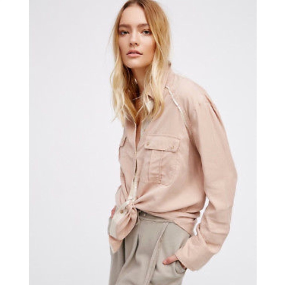 NWT Free People Off Campus Button Down Camp Shirt